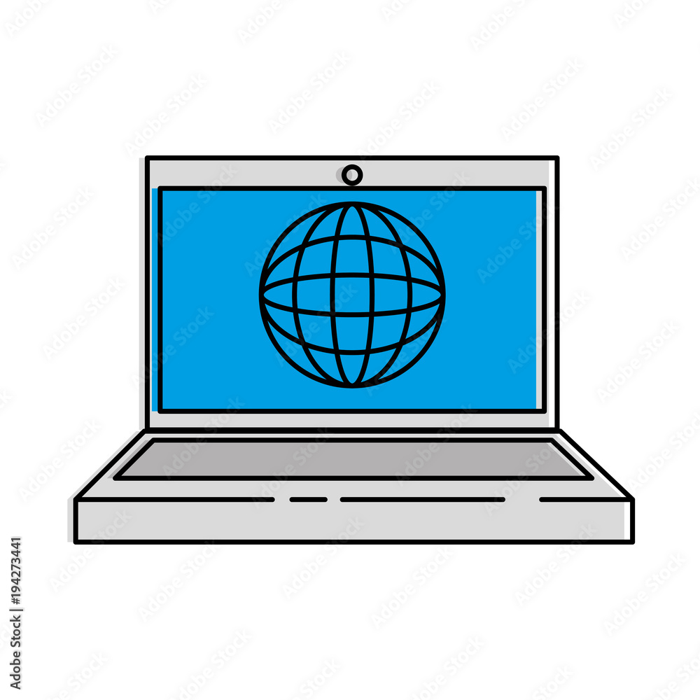 laptop computer with planet vector illustration design laptop computer with planet vector illustration design