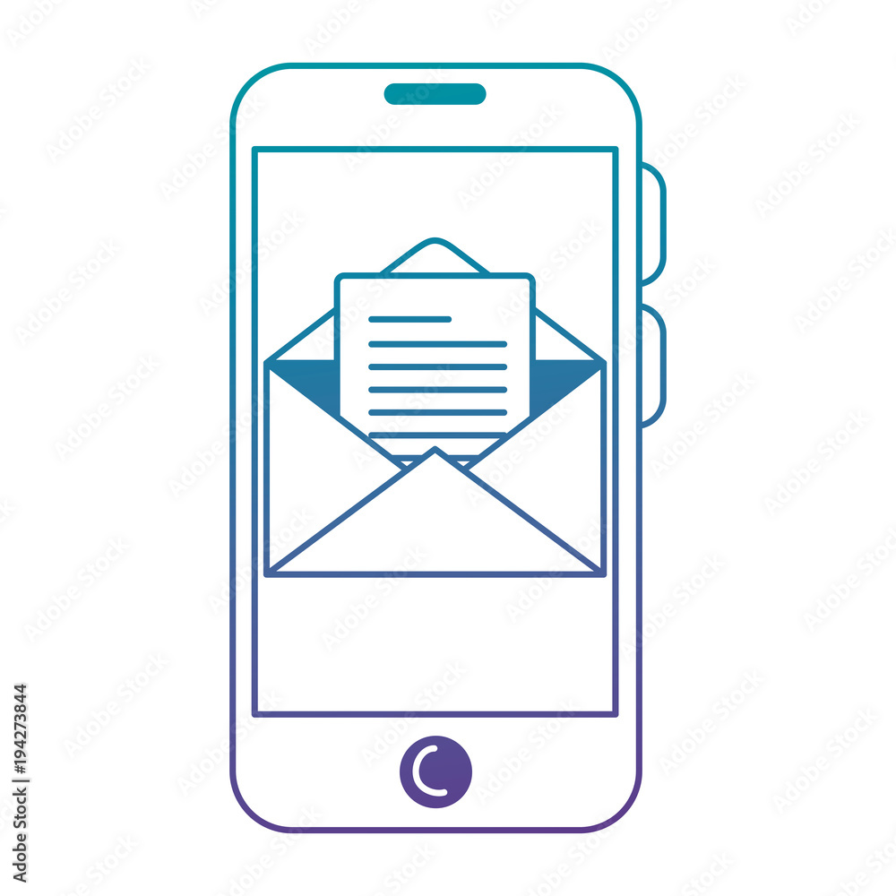 smartphone device with envelope vector illustration design smartphone device with envelope vector illustration design