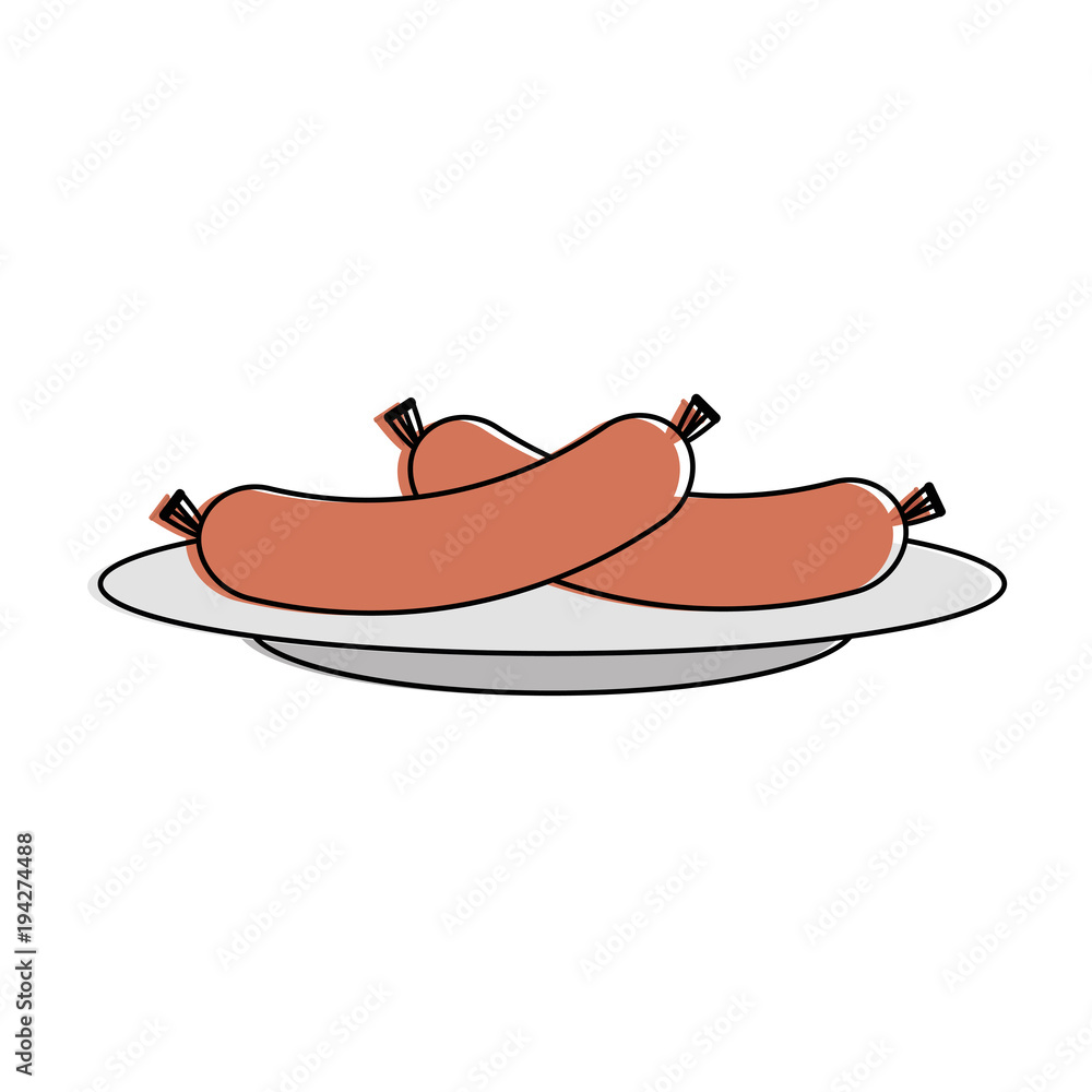 dish with delicious sausages vector illustration design dish with delicious sausages vector illustration design