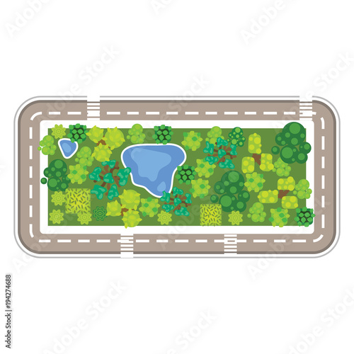 Nyc park vector illustration in cartoon style.