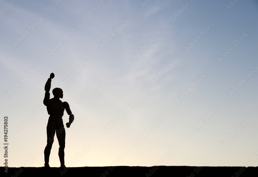 Silhouette image businessman achievement and goal victory concept.