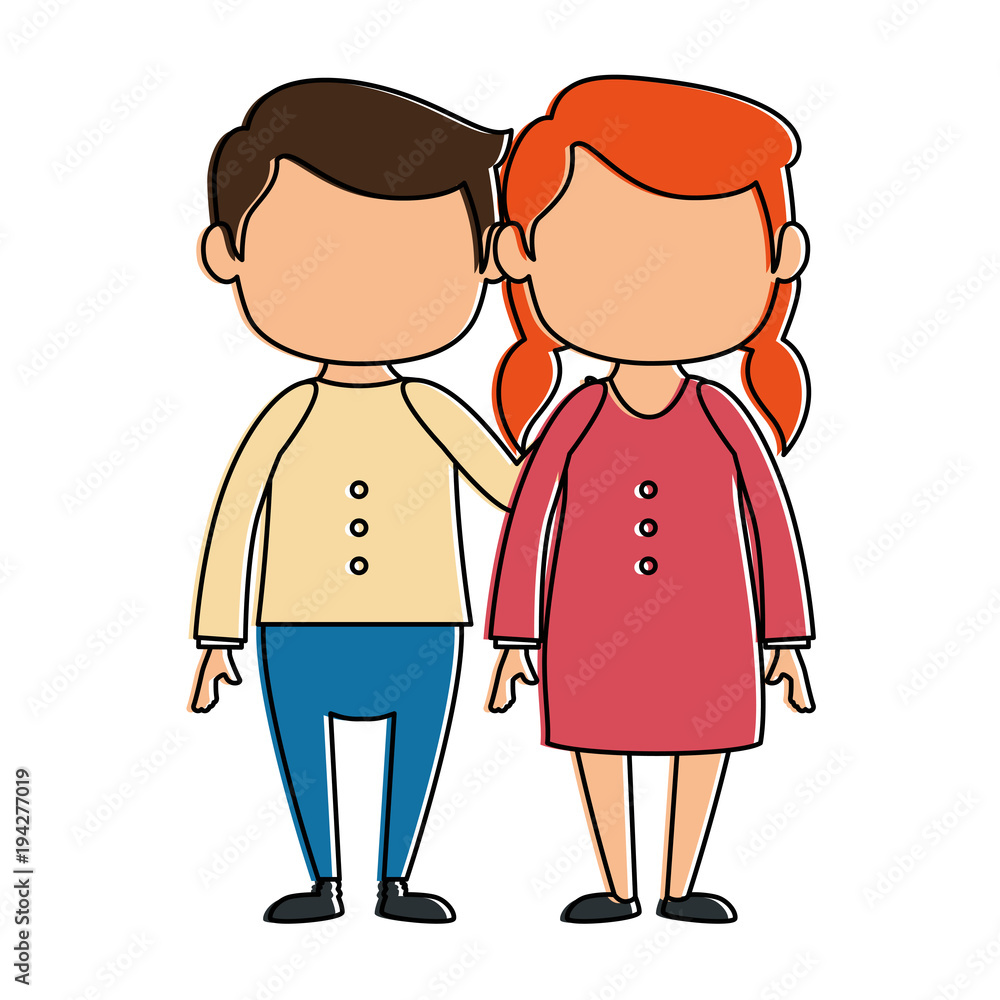 couple of parents avatars characters vector illustration design
