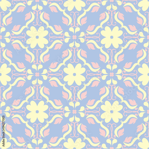 Pale blue seamless background. Floral pattern