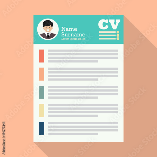 Curriculum Vitae or CV application paper sheet