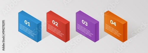 Modern isometric infographics steps elemsnts element template. Vector illustration. can be used for workflow layout, diagram, banner, web design or presentation