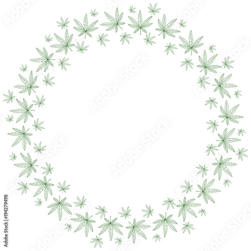Round frame from marijuana leaves. Suitable for use in the design of packaging  advertising  posters