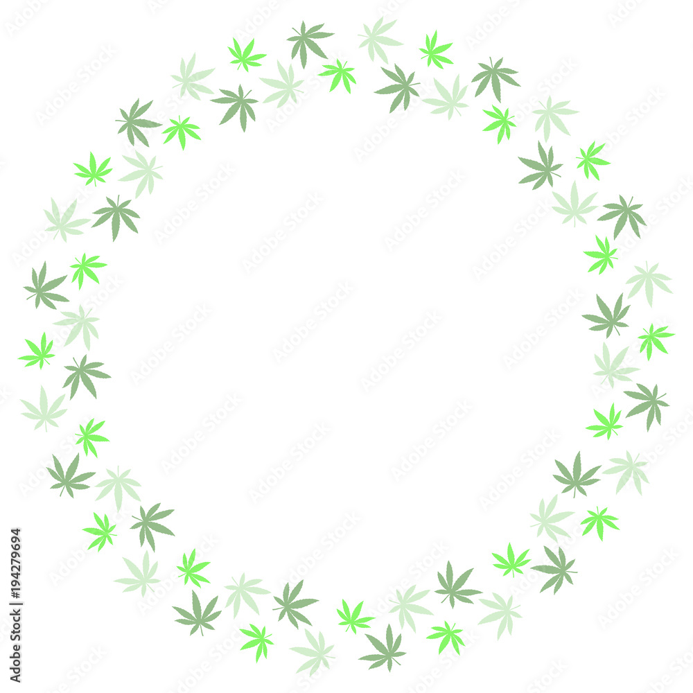 Round frame from marijuana leaves. Suitable for use in the design of packaging, advertising, posters Round frame from marijuana leaves. Suitable for use in the design of packaging, advertising, posters