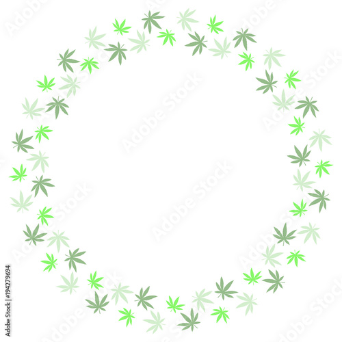 Round frame from marijuana leaves. Suitable for use in the design of packaging  advertising  posters