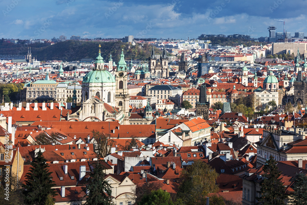 Obraz premium view of Old town of Prague with tiled roofs. Prague
