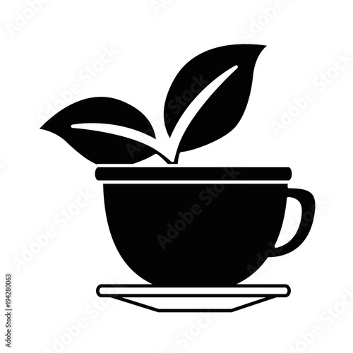 cup with tea leafs vector illustration design
