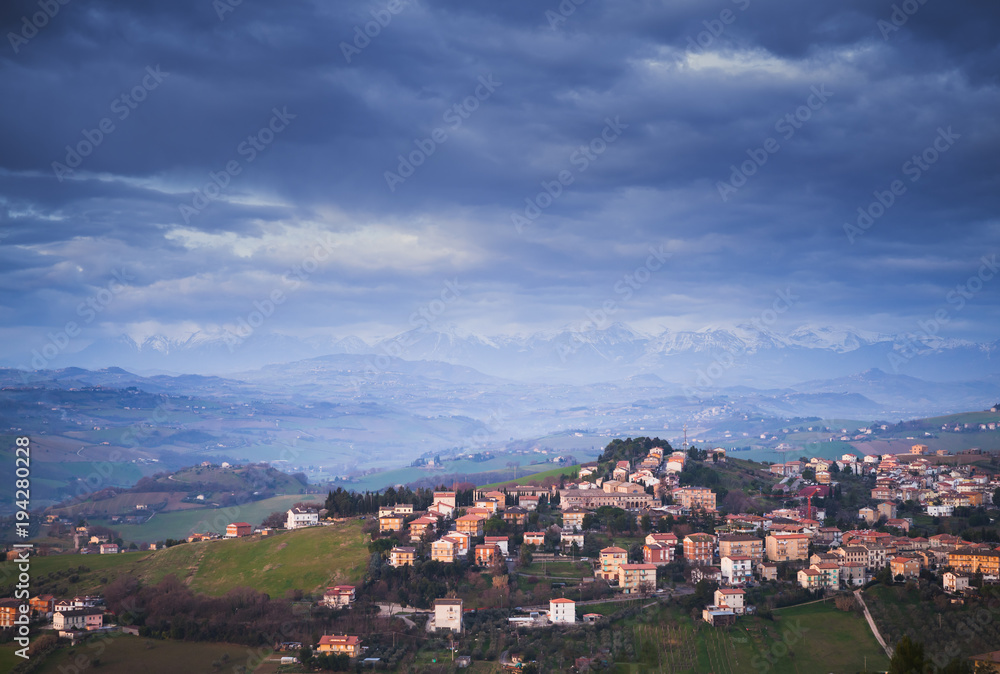 Italian countryside. Rural spring landscape