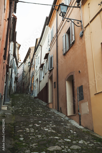 Vertical street view of Fermo  Italian town