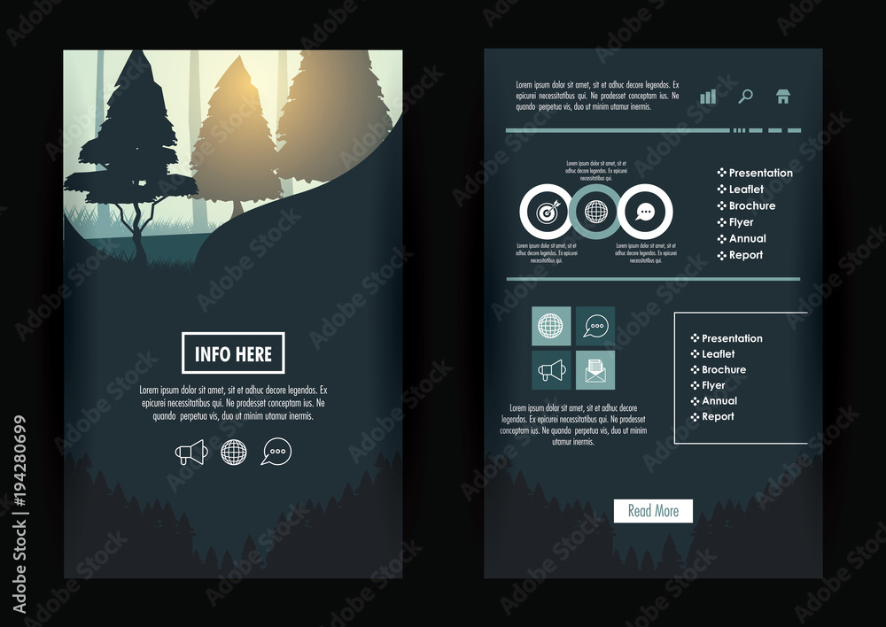 Forest brochure infographic vector illustration graphic design Stock Forest brochure infographic vector illustration graphic design Stock