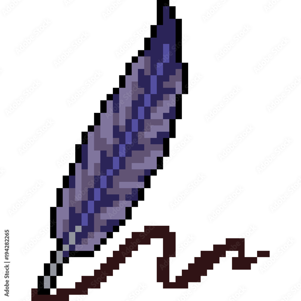 vector pixel art feather pen
