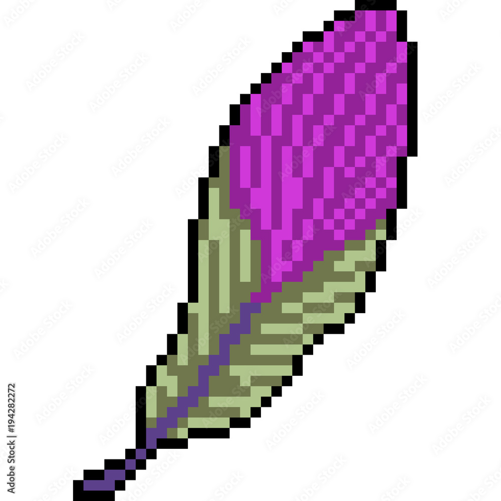 vector pixel art feather colorful
