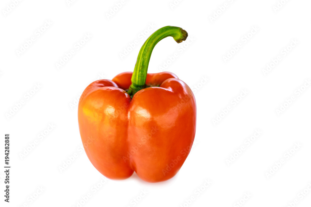 THe orange bell pepper isolated on white background with clipping path. THe orange bell pepper isolated on white background with clipping path.