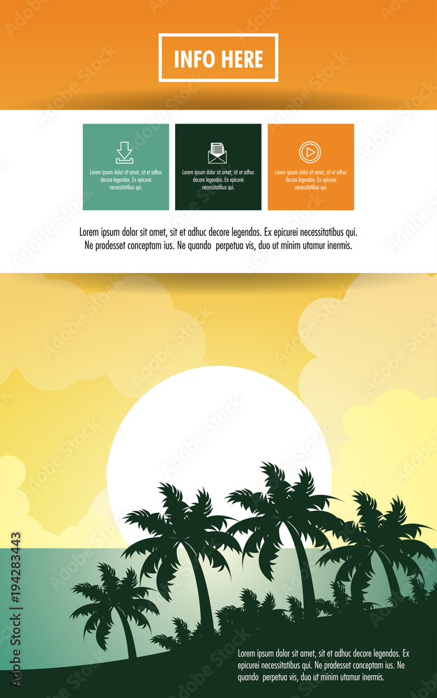 Beach and travel brochure infographic vector illustration graphic design