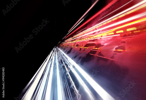 Bild auf Leinwand Streaming car light trails background. 3D illustration