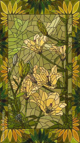 Fototapeta Naklejka Na Ścianę i Meble -  Vector illustration flowers of yellow lilies.