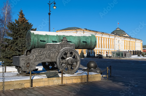 Tsar Cannon, a monument to the medieval Russian artillery, cast in 1586, gun weight 39.31 tons