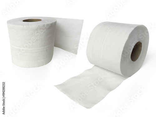 toilet paper, tissue paper roll isolated on white background