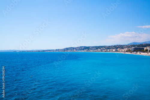 Nice, beautiful beach, French Riviera, Cote d'Azur or Coast of Azure.