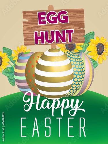 Easter Egg poster. Vector illustration. EPS 10. Happy Easter Day