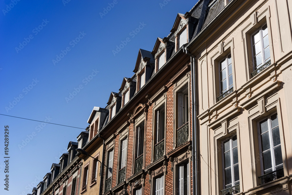 Antique building view in Old Town Mulhouse,France Antique building view in Old Town Mulhouse,France