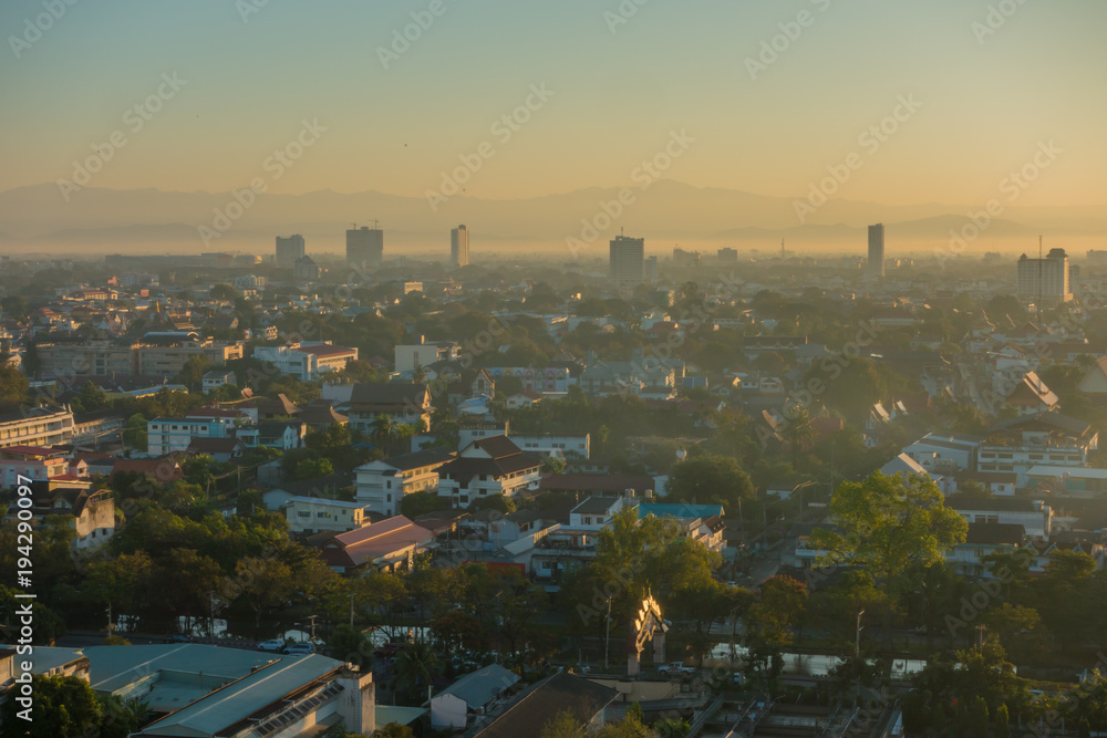 Chiang Mai city in the morning time. Good morning Chiang Mai Thailand.