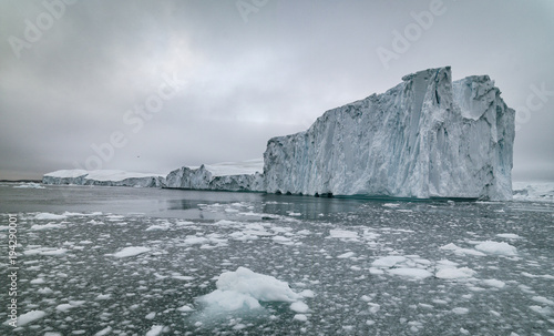 icebergs on arctic ocean in greenland
