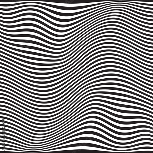 Abstract geometric pattern. Striped black white background. Vector illustration. Optical illusion. Futuristic wavy monochrome design.