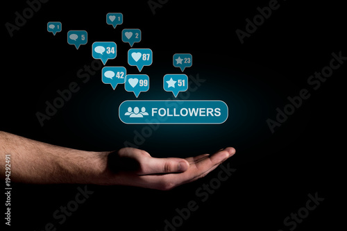 Hand show a icon of followers