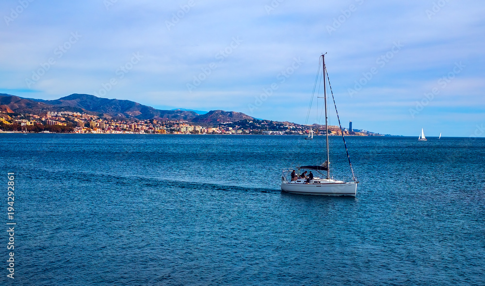 A boat trip by sea, Malaga city, Spain