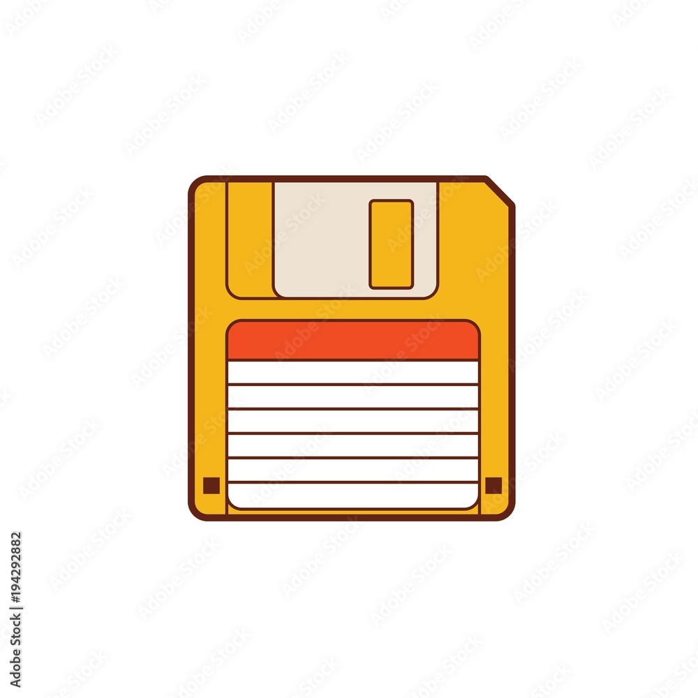 The Floppy Disk. 3.5" Vintage diskette. classic media. Stock Vector | Adobe  Stock