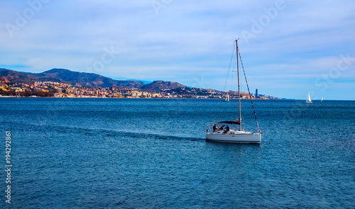A boat trip by sea, Malaga city, Spain