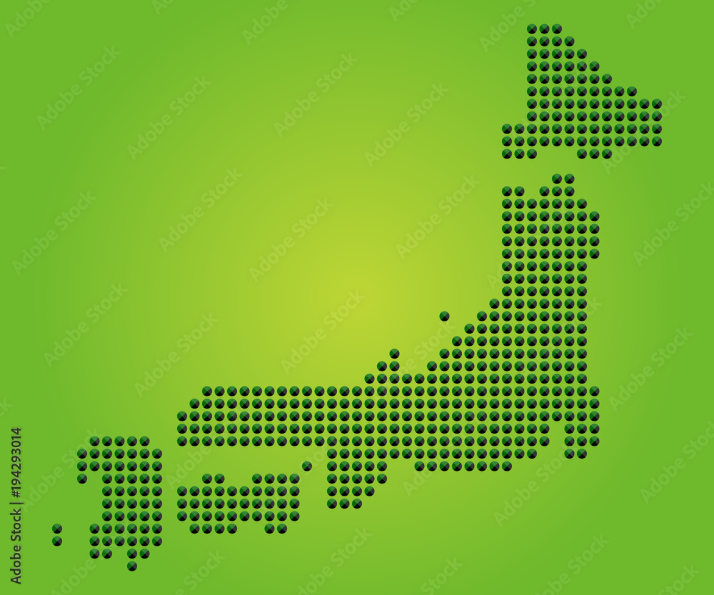 日本地図ドット絵イラスト緑背景 Stock Vector Adobe Stock