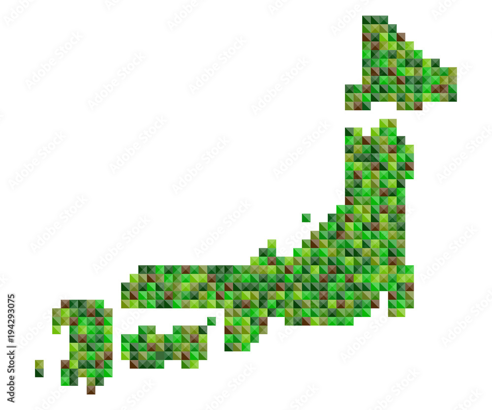 日本地図カラフルランダムドット絵イラスト緑の大地 日本地図カラフルランダムドット絵イラスト緑の大地