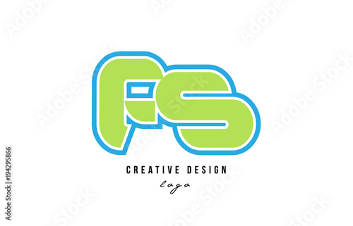 blue green alphabet letter fs f s logo icon design