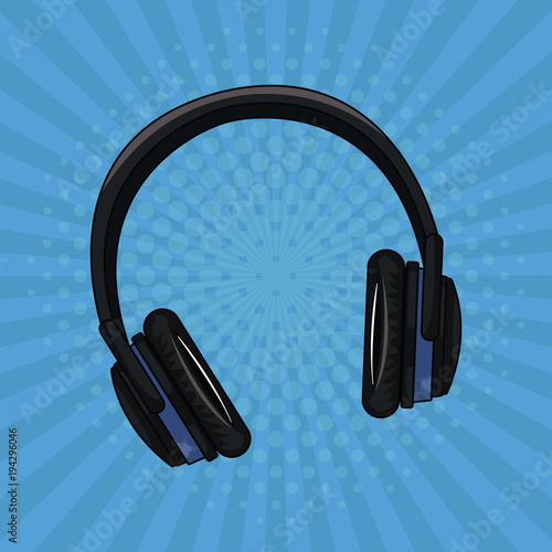 Music headphones pop art vector illustration graphic design