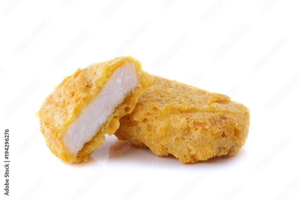 Fried chicken nuggets isolated on white Fried chicken nuggets isolated on white