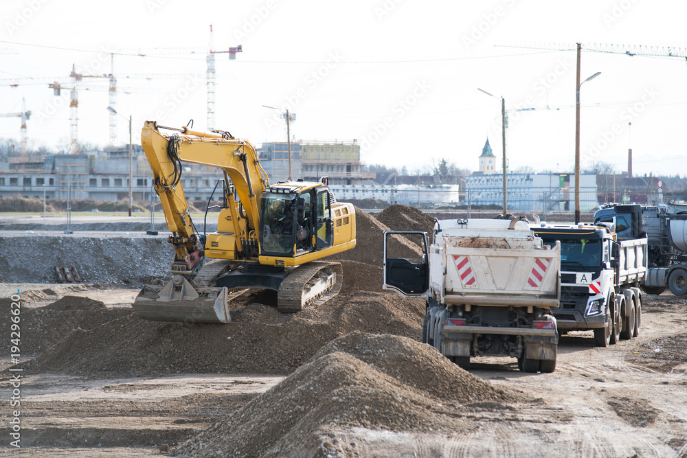 Bagger, Bauarbeiten Bagger, Bauarbeiten