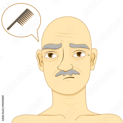 Bald man think of using comb
