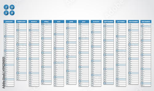 Year calendar 2018