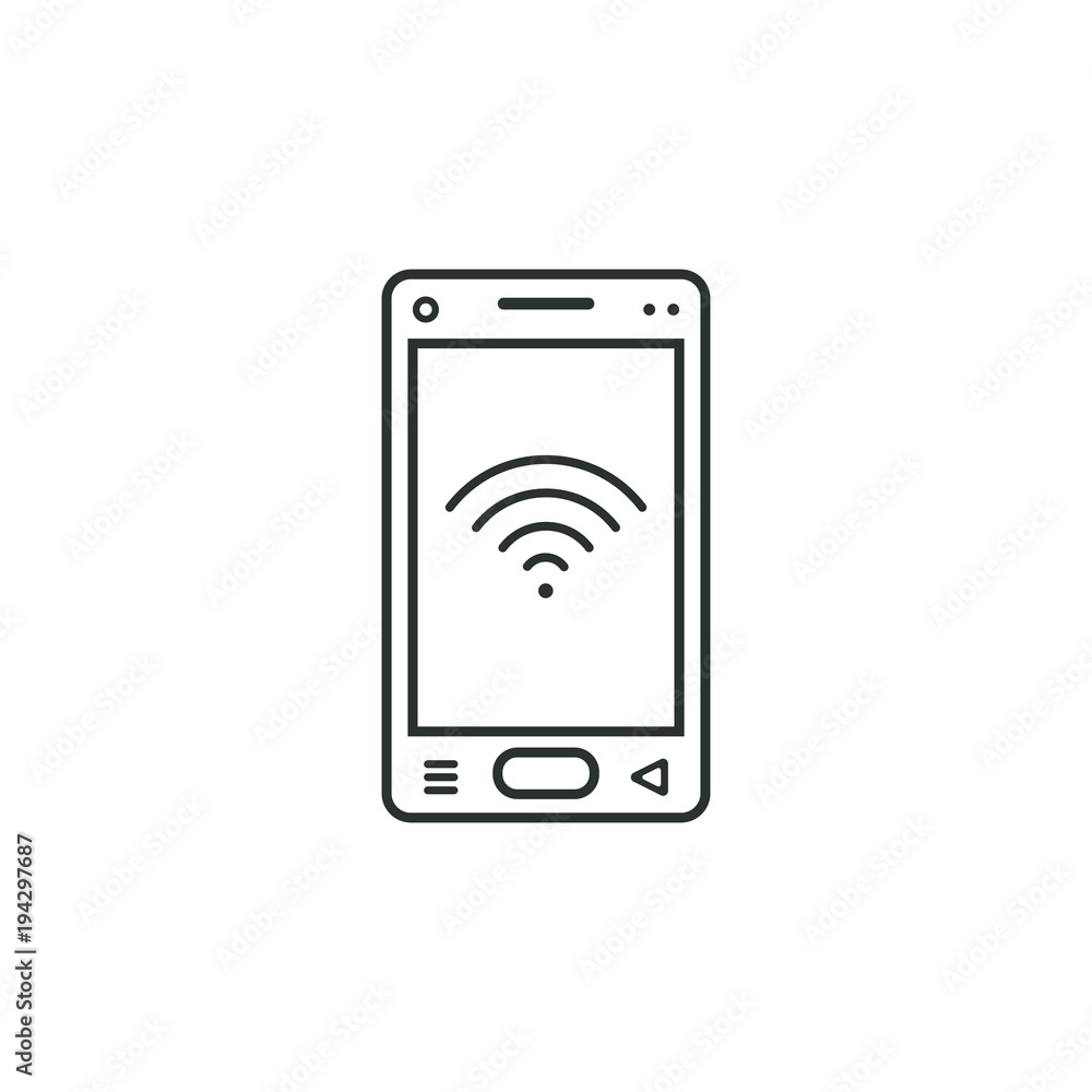 linear mobile phone icon with communication level sign linear mobile phone icon with communication level sign