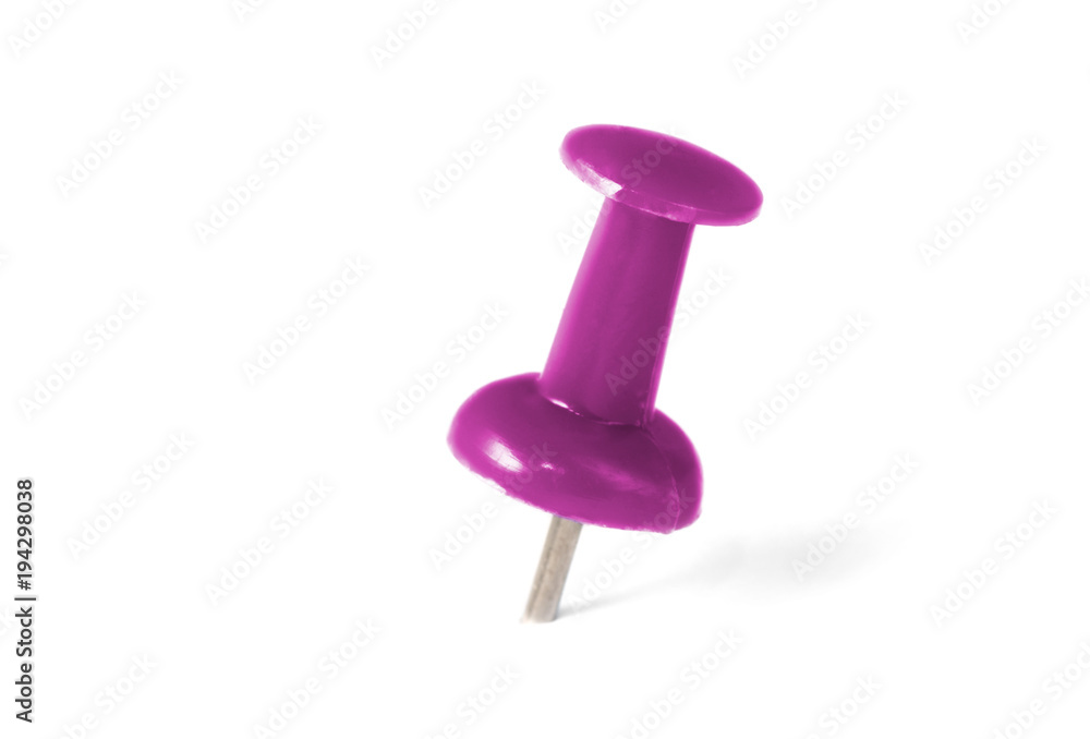 A pink Thumbtack isolated on a white background A pink Thumbtack isolated on a white background