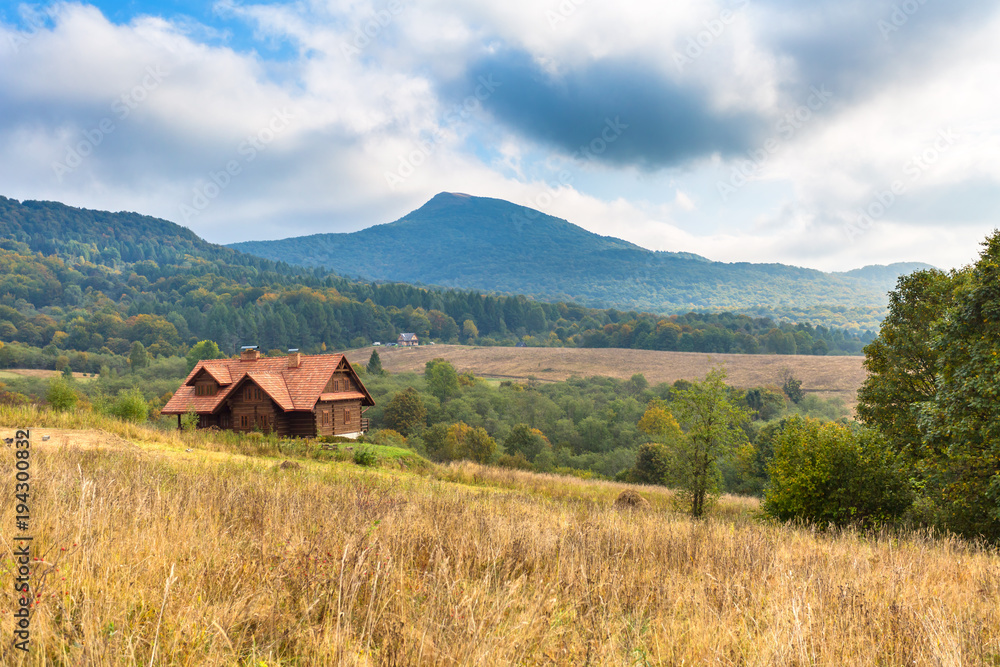 wooden house in Bieszczady - mountains in Poland