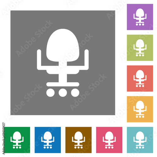 Office chair square flat icons