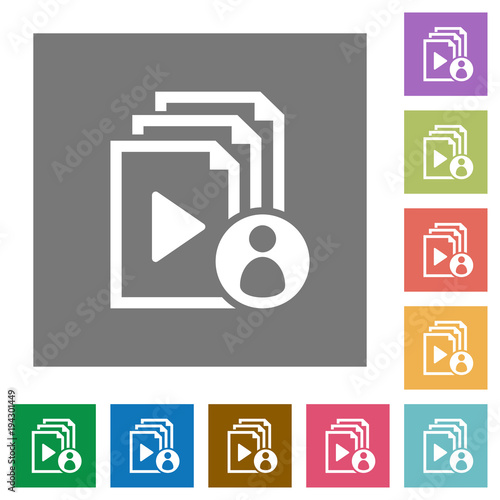 Playlist author square flat icons