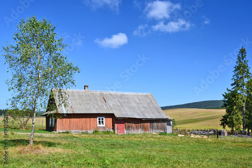Traditional wooden rural house, Beskid Niski, Poland