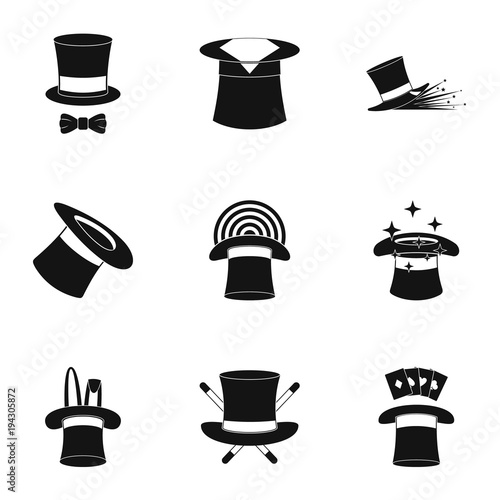 Bonnet icons set. Simple set of 9 bonnet vector icons for web isolated on white background